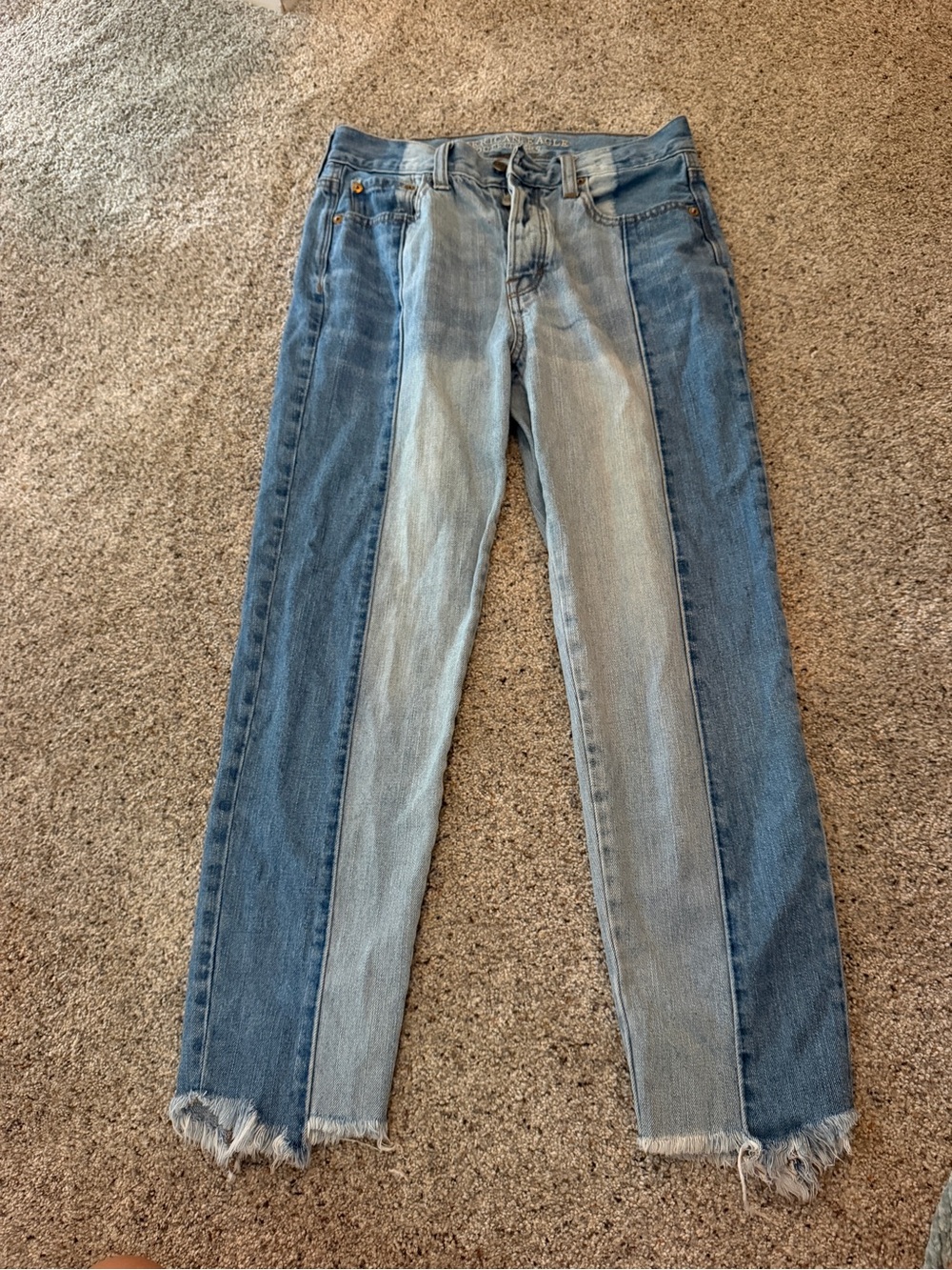 American Eagle Outfitters Two-Tone Light & Medium Blue Skinny Jeans